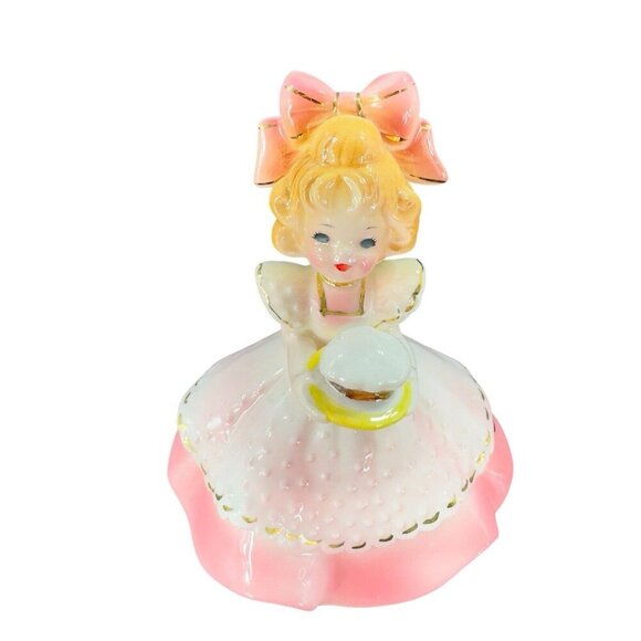 Vintage Joseph Originals Japan Girl Holding A Hat Porcelain Whimsical Figurine - Picture 1 of 12